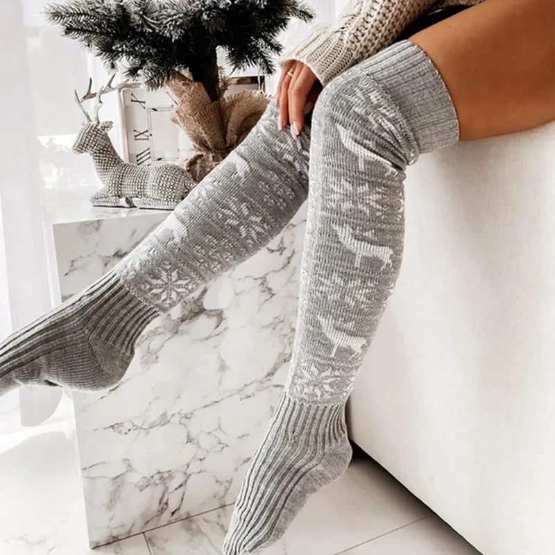 Warm Christmas Knitted Stockings - long Christmas socks