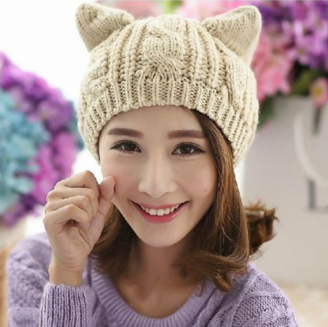 Cute Knitted Cat Ear Beanie