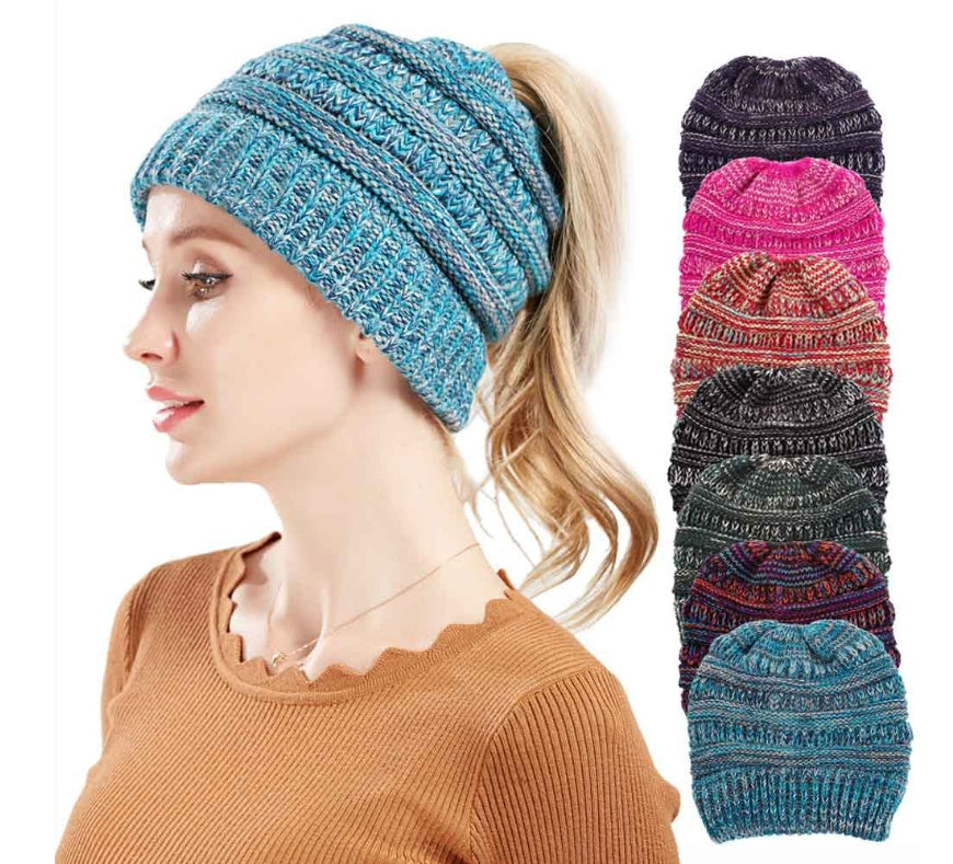 Knitted Wool Ponytail Beanie